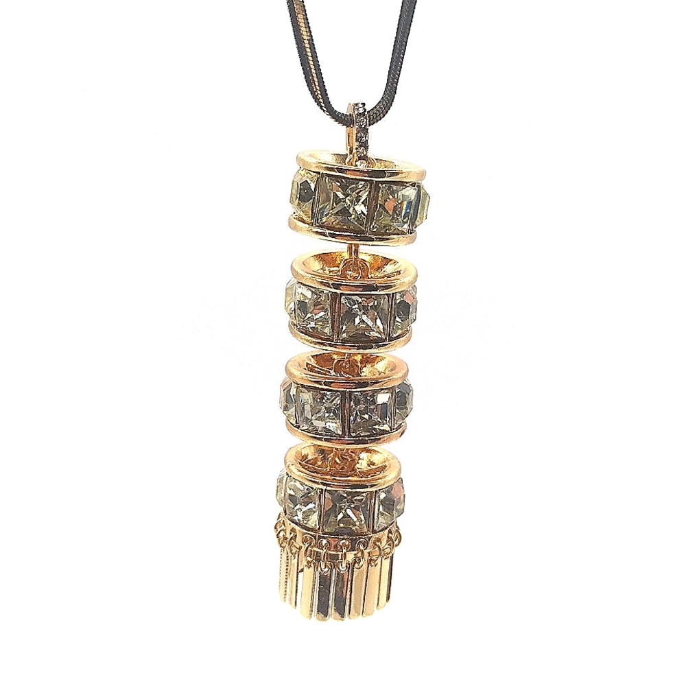 CHRISTIAN SIRIANO NY Black Gold Pendant Necklace Made with Swarovski Crystals - Picture 3 of 6